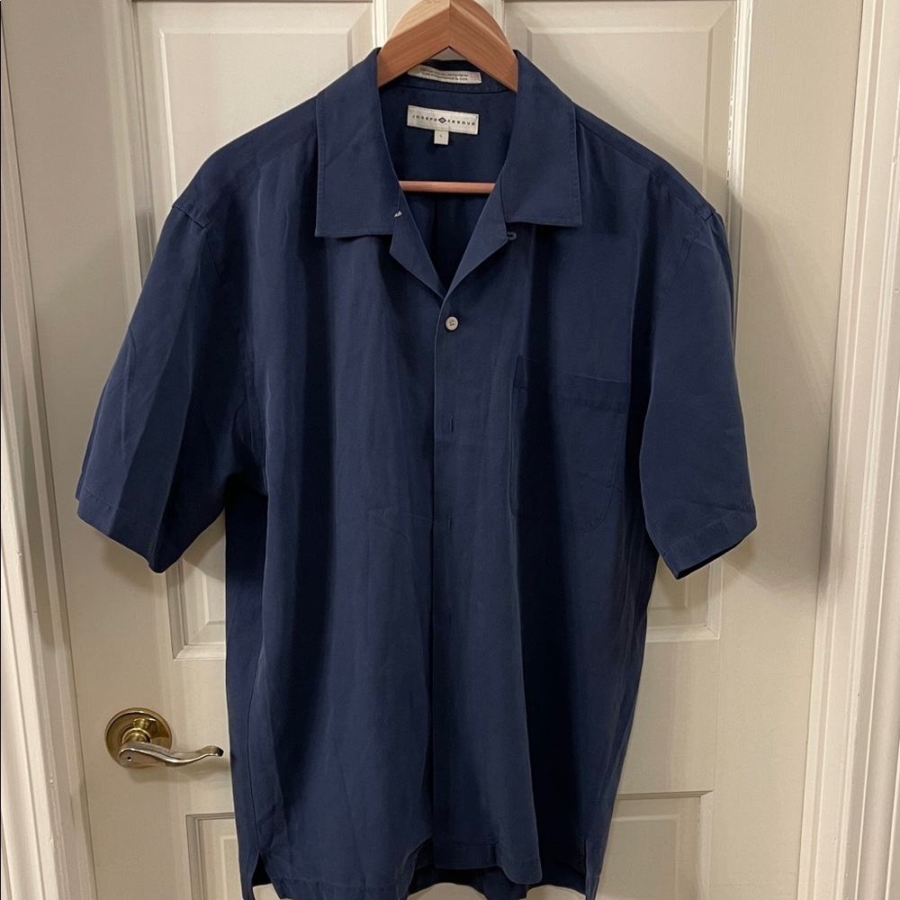 Joseph Abboud Navy Blue Short-Sleeve Shirt